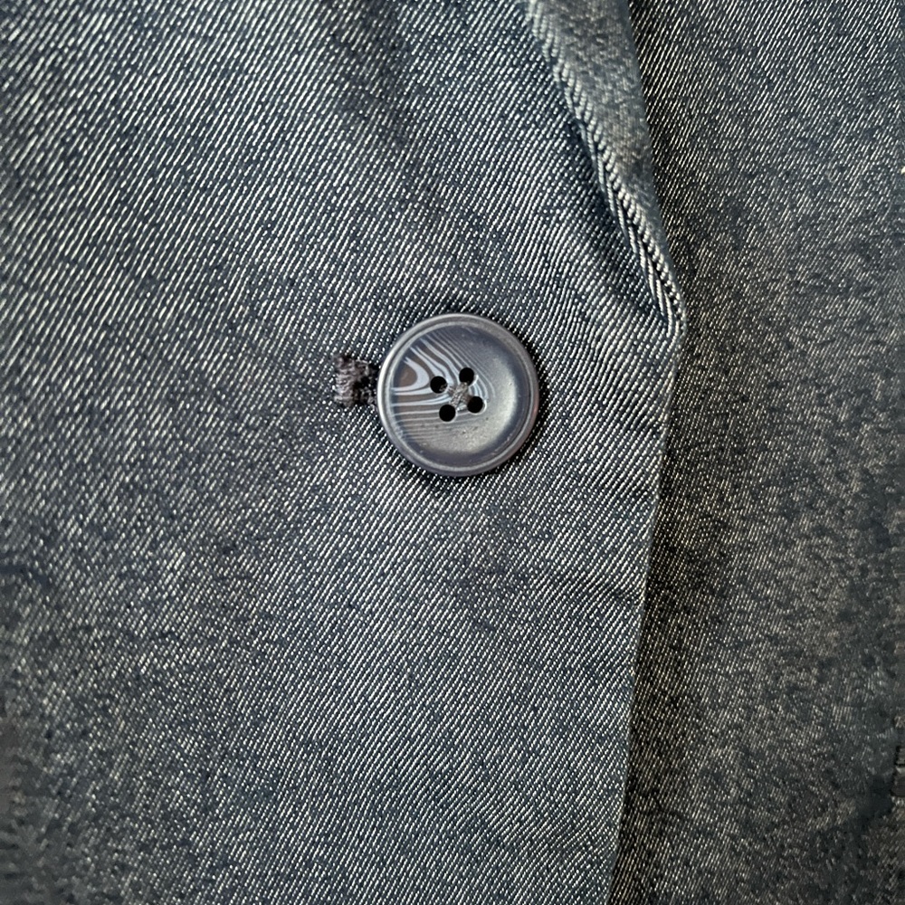 Gap Navy Blue Denim Pinstripe Lined Single Button Collared Fit & Darted Blazer 8 - Picture 10 of 12